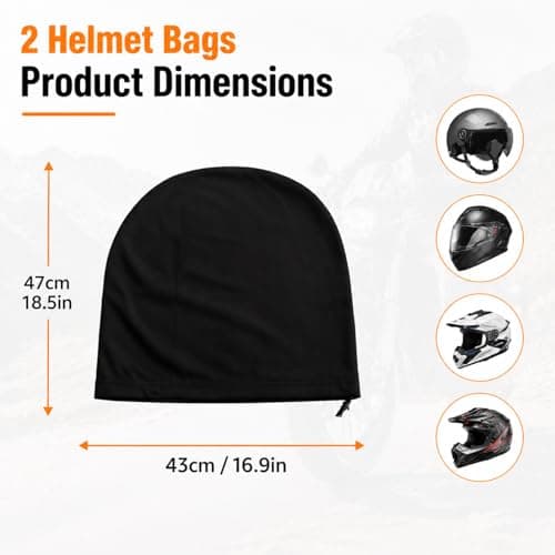 XONWW 2 PCS Helmet Bag, Lightweight Motorcycle Ski Helmet Bag Folding Large Storage Helmets with Drawstring for Sport Riding Travel Skiing (Black, Grey) — view 2