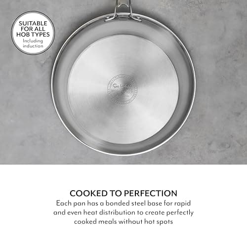 Sur La Table 5 Piece Yellow Colour Me Happy Cookware Set, 16/18/20cm Saucepans, 24/28cm Frying Pans, 360° Pouring Lips, Comfortable Yellow Grip, Stainless Steel, Induction Compatible, SLT800310YLW — view 5