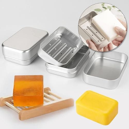 Travel Soap Case Dish with Lid 180 Ml Aluminium Soap Box Holder Tin Travel Container for Shampoo Bathroom 98 x 68 x 35mm — view 4