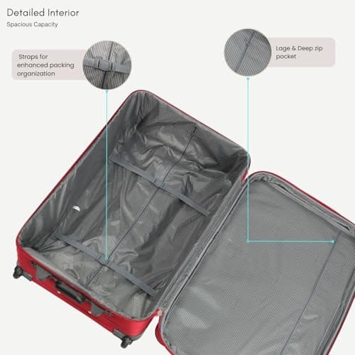 ARIANA Suitcase Medium Lightweight Luggage Trolley Expandable Suitcase 2 Wheel Travel Bag - 70x46x26cm (Red, 26" Medium) — view 4
