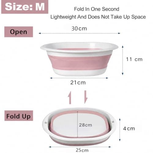 Lafefe Thickened Collapsible Washing Up Bowl, Portable Folding Wash Basin with Handles, Space Saving Camping Sink Multipurpose for Camping, Caravan, Kitchen & Travel(Pink, 5L) — view 2