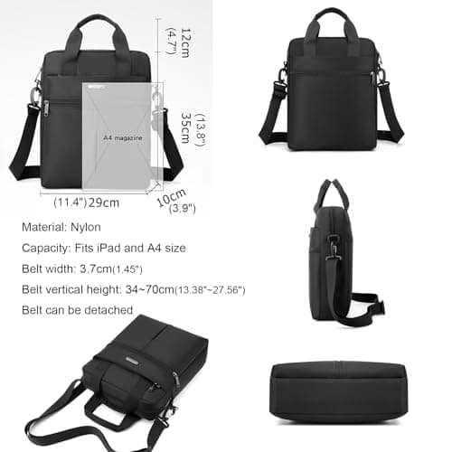 zhongningyifeng Men's 14-inch Laptop Shoulder Bag Nylon Messenger Bag Business Waterproof Casual Black Crossbody Bag for Work Travel Outdoor — view 5