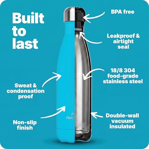 Nuactiv Stainless Steel Water Bottle 500ml Vacuum Insulated Metal Flask — view 3