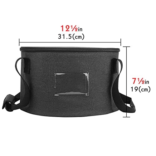 Kingshion 10-inch Dutch Oven Carry Bag, Heavy Duty Cast Iron Pot Storage Tote, Padded Round Casserole Carrier for Outdoor Camping, Hiking, RV Travel (Fits 4 Quart Camp Ovens) - Dark Grey — view 2