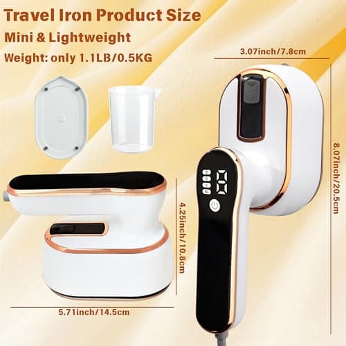 Hoorayeah Travel Iron - Steam Iron - Travel Steamer with LCD Screen - 3 Levels Mini Steamer - Steam Generator Iron for Travel & Home Use — view 2