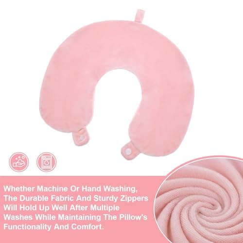 Bremorou Neck Pillow Covers with Zipper, Pillow Covers, U Shaped Neck Pillows Cover, Soft And Smooth Necks Case, Washable Travel Pillows Case, Airplane Replacement Cover, No Filler(Pink) — view 6