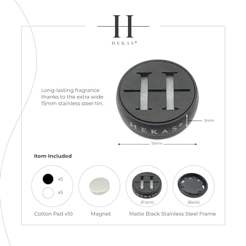 HEKAS FFP2 Face Masks & Black Aromatherapy Diffuser Clip Bundle | 5-Pack White Certified Face Masks + Magnetic Scent Diffuser | Complete Breathing Comfort Kit for Work, Travel & Daily Use — view 5