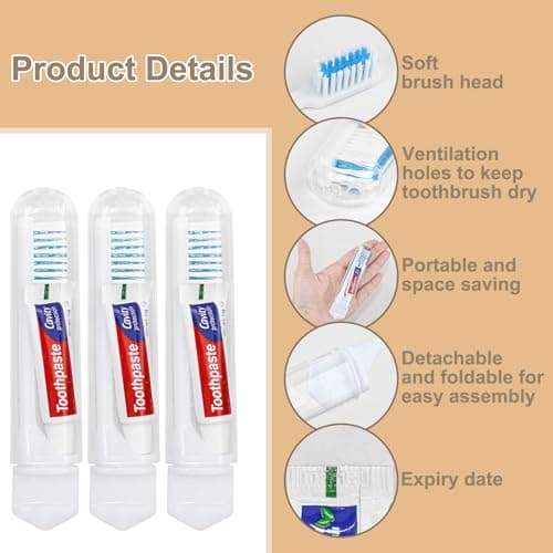 Travel Toothbrush, Toothbrush and Toothpaste Travel, Individually Packaged with Storage Box, Foldable Storage, is Suitable for Travelling, Camping, Business Trips (20-Pack) — view 5