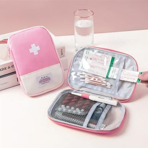 3 Pcs First Aid Kit Bags, Portable Travel Empty Medical Medication Medicine Bags, Small/Large Oxford Fabric First Aid Emergency Storage Organizer Bag for Outdoor Camping Hiking Travel Work (Pink) — view 6