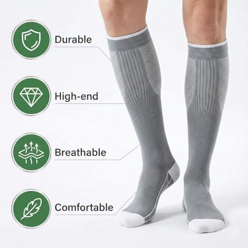 Rudfovn 3 Pairs Compression Socks for Women Men Flying, 20-30mmhg Knee High Travel Support Stockings, Ladies Flight Pressure Socks — view 3