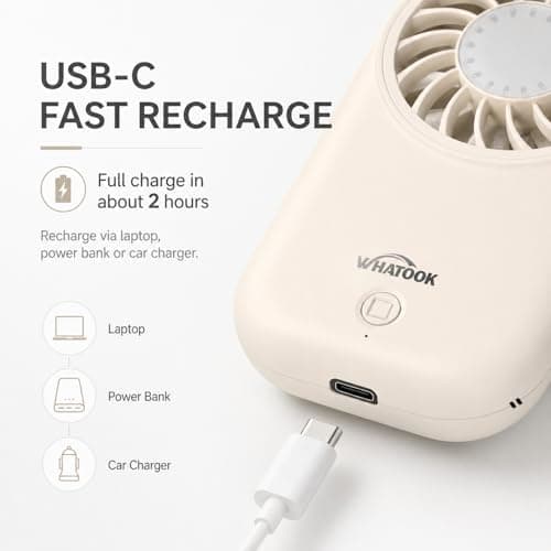 WHATOOK Mini Handheld Turbo Fan: 0.59in Ultra-Slim & 0.12lbs Light Pocket Fan, 11000 RPM Power, USB-C Rechargeable Portable Small Personal Hand Fan for Travel Essentials, Outdoor, Gift, White — view 4