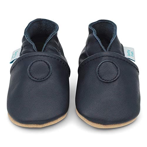 Dotty Fish Barefoot Soft Sole Leather Baby Shoes - Navy Blue 12-18 Months — view 4