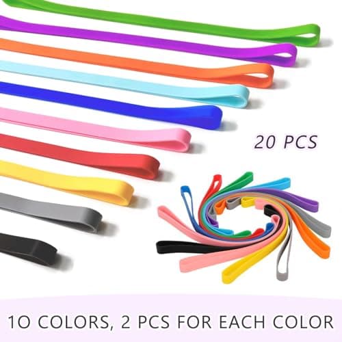 SYEYCW 20 Pcs Large Silicone Elastic Bands, Thick Elastic Bands, Colorful Rubber Bands, Elastic Rubber Wrapping Bands, for Office Supply, File Folders, Books, Art, School, Home, Cooking, Wrapping — view 3