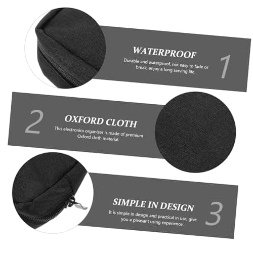 LRXIYODE Organizer and Oxford Accessories Bags Black Electronics in 2pcs Cloth with Sturdy Storage and Compact Design Travel Charger USB Cables Earphones Indoor Use — view 6