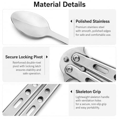 RLMVGBX Folding Camping Spoon Stainless Steel Portable Travel Cutlery — view 4
