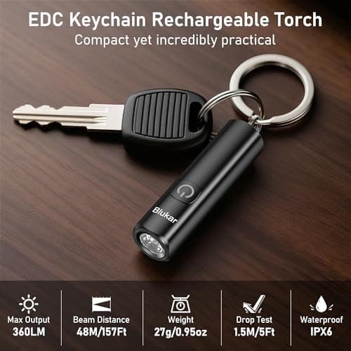 Blukar Mini Torch Rechargeable,[2 Pack]EDC Keychain Flashlight with 3 Modes — view 2
