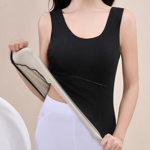 Women's Heated Fleece Vest, Thickened Thermal Base Layer with Electric Warmth for Winter Outdoor Activities, Soft Pure Color Sleeveless Jacket for Daily Wear(L Black) — view 3