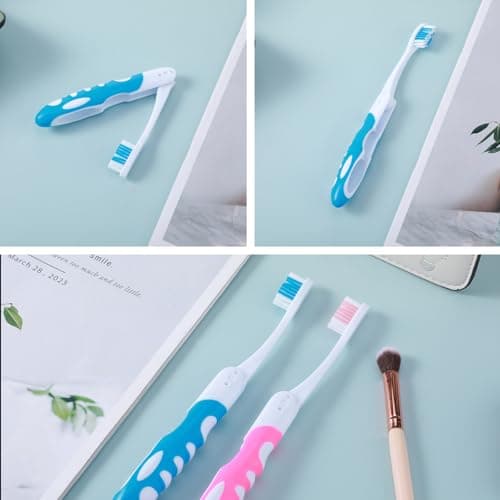 2Pcs Folding Toothbrush, Portable, Soft Travel Size, Hiking, Camping, Travel Set — view 5
