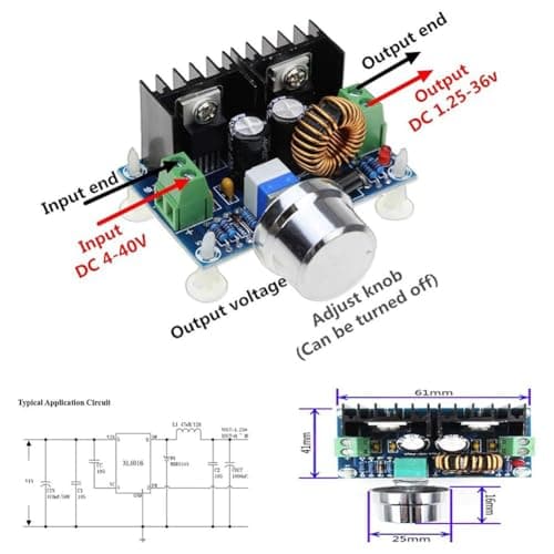 DC- Step Down Converter Module Adjustable Voltage 4-40V to 1.25-36V Pack — view 3