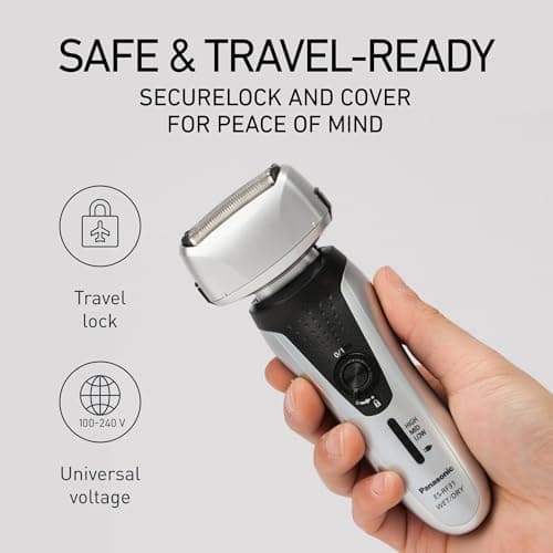 Panasonic ES-RF31 Premium Wet and Dry 4-Blade Electric Shaver for Men with Flexible Pivoting Head, Silver, UK 2 Pin Plug — view 6