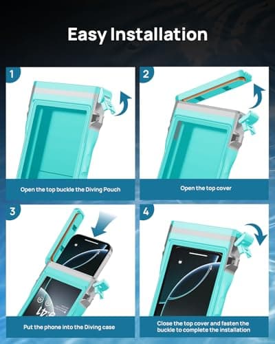 Lanhiem Waterproof Phone Case Universal, Professional IPX8 Waterproof 15M Diving Phone Cover [Underwater Touchscreen] Case for iPhone Samsung Google Xiaomi and 4.7-6.9'' Mobile Phones,Blue — view 6