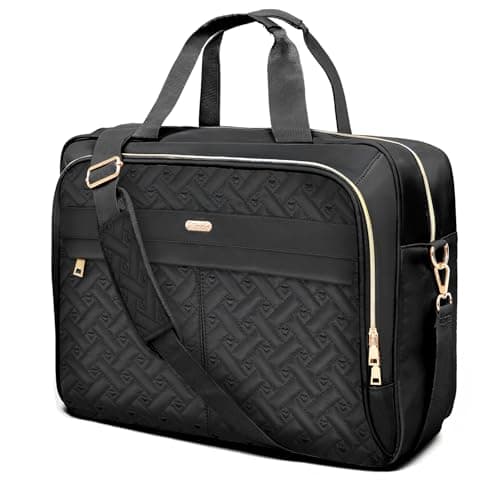 WIRABO 17.3 Inch Laptop Bags for Women, Computer Bag Briefcase for Women Large Messenger Bag Shoulder Business Work Teacher Office Travel Waterproof Black-heart