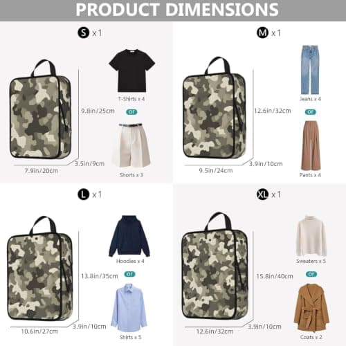 ESNAIUVCD Army Digital Camouflage Print 4 Set Compression Packing Cubes for Suitcases,Expandable Storage Bags Organizers — view 3