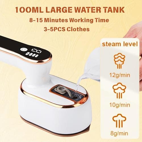 Hoorayeah Travel Iron - Steam Iron - Travel Steamer with LCD Screen - 3 Levels Mini Steamer - Steam Generator Iron for Travel & Home Use — view 4
