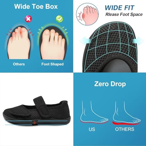 JOINFREE Womens Barefoot Shoes Wide Toe Box Walking Shoes Black — view 3