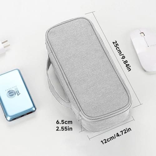 Teskyer Travel Tech Pouch, Protable Cable Organiser Bag, Electronics Accessories Travel Organizer Case for Cable Charger Earphone Power Bank Hard Drive - Light Grey — view 2