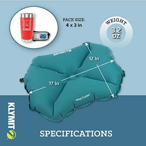 Klymit Pillow X Inflatable Camp & Travel Pillow, LARGE-Teal — view 3