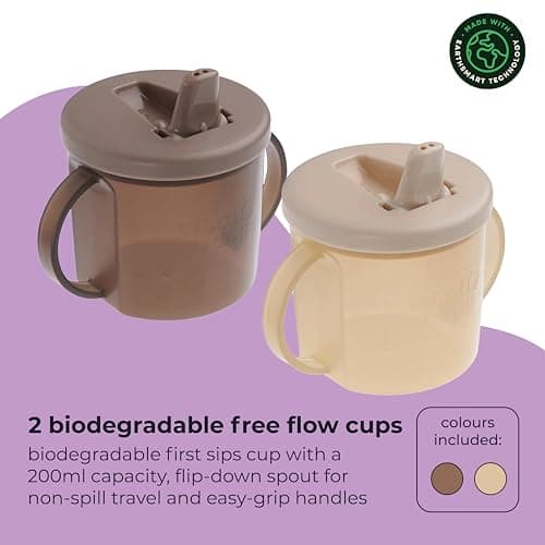 Vital Baby Free Flow Cups 200ml, 4m+ 2 Pack | Easy-Hold, First Sippy Cup — view 2