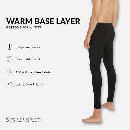 Men's Thermal Leggings Underwear Long Johns Bottoms for Winter Warmth, Men Thermal Pants Base Layer Winter for Skiing, Hiking, Cycling, Gym & Training (UK, Alpha, XL, Regular, Regular, 1, White) — view 3