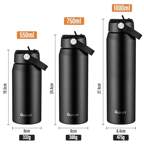 OLDLEY 750ml Insulated Water Bottle with Straw, Stainless Steel Water Bottles with Handle, Leakproof BPA Free Vacuum Metal Flask Keep Hot and Cold for Sports, Travel, Hiking (Pink) — view 6