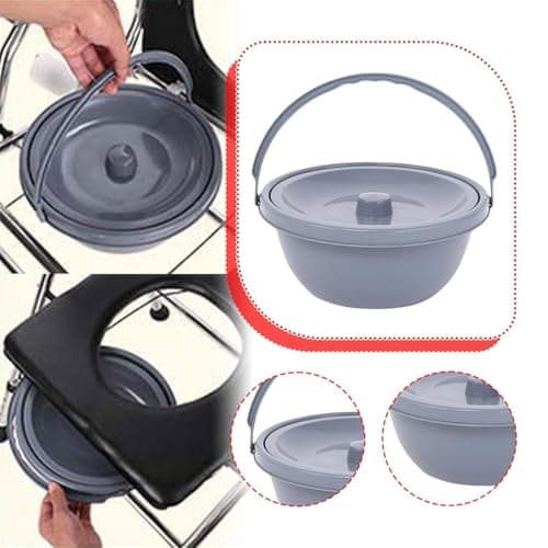 MotiveTech Bedside Commode Chamber Pot with Handle Bedpan Portable Pot Toilet Container for Elderly Male Female Adults Tent Boat — view 6