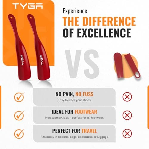 TYGA 19cm Flexible Plastic Shoe Horns, Red, Pack of 2 — view 6