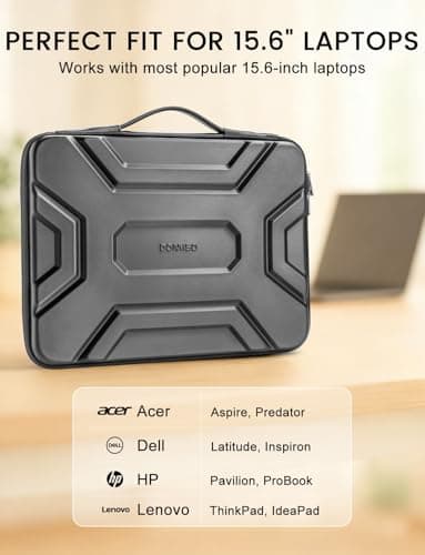 DOMISO 15.6 inch Laptop Sleeve with Handle Shockproof Waterproof EVA Protective Case for 16" MacBook Pro/Max M2 M1 2019-2023,15"-16" HP Dell Asus Laptop,Dell XPS 15, Dark Grey — view 6