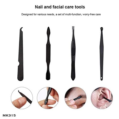 Manicure Pedicure Set | Nail Clippers | Scissors | Tweezers | Ear-pick | Black Stainless steel Men Women Travel Size Nail Grooming Tool Kit Blue — view 4