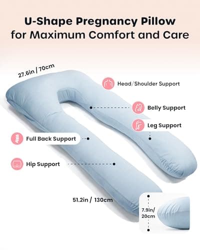 Nuliie Pregnancy Pillow for Sleeping, U Shaped (Blue) — view 2