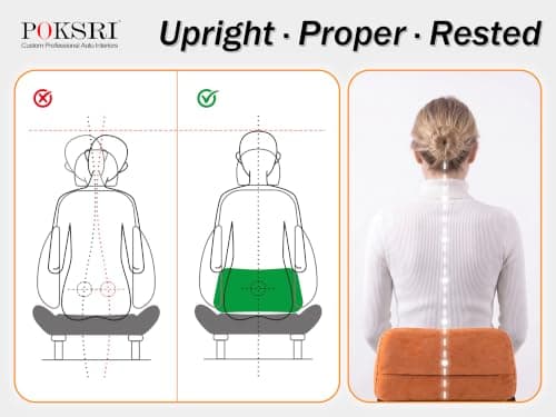 POKSRI Lumbar Support Pillow,Back Pain Relief Cushion,fits tightly around the waist,Memory Foam,Skin-friendly Suede Fabric,fit Car Drive,Office chair,Rest seat,Improve Posture,Portable,15.5''Lx 8.7''H — view 4