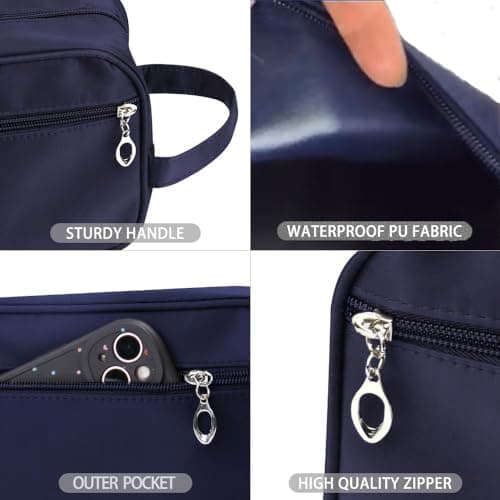Toiletry Bag for Men, Large Travel Wash Bag Water-Resistant Gym Shaving Organiser Bag, Shower Bathroom Makeup Bag with Handle for Cosmetics Brushes Tools (Blue) — view 2