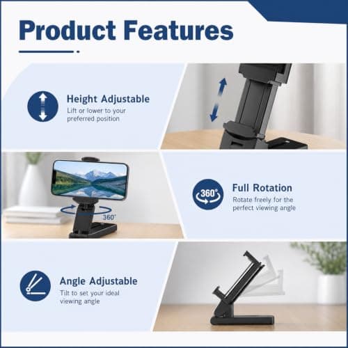 1 PC Airplane Phone Holder, Foldable 360° Rotatable Travel Phone Stand — view 3