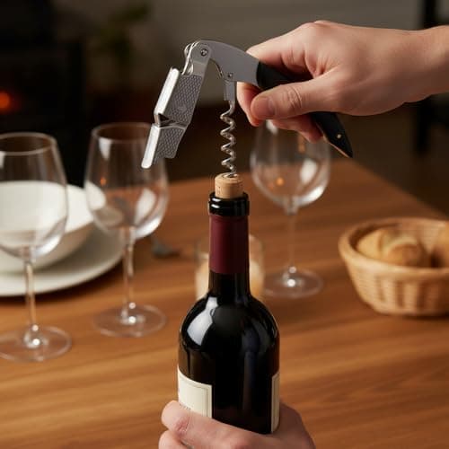 3-in-1 Waiters Friend Corkscrew, Folding Wine Bottle Opener, Black — view 3