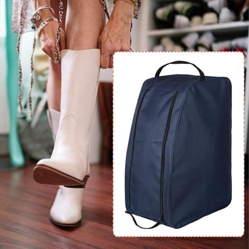 Ski Boot Bag with Stable Handle and Zipper,Navy Blue — view 6