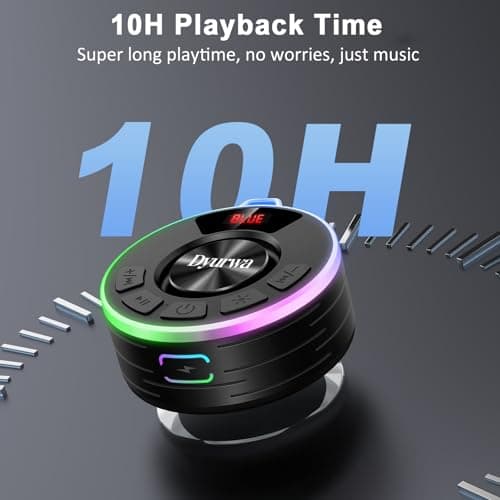 Bluetooth Shower Speaker, IPX7 Waterproof Portable Speaker with Suction Cup, 10H Playtime, Wireless Mini Speaker for Bathroom with RGB Lights, Stereo Bass Built-in Mic, for Travel/Outdoor/Party/Beach — view 4