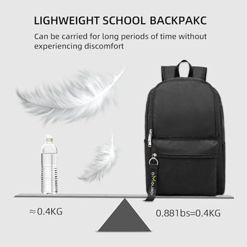 OMOUBOI Small Causal Daypack 14 Inch Laptop Backpack for Teenager Men Women Lightweight School Bags College Bookbag Water Resistant Travel Backpack Rucksack Work Bag (Black) — view 6