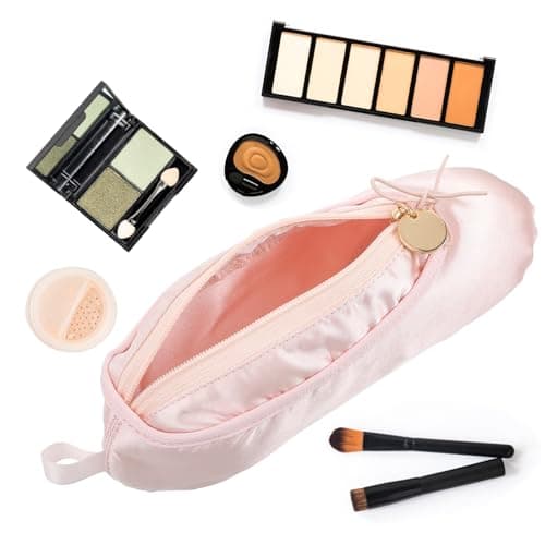 Tucnoeu Ballet Shoe Makeup Bag,Ballerina Slipper Make up Pouch Bag,Pink Portable Bow Make up Bags Small Cosmetic Mini Makeup Bags for Girls