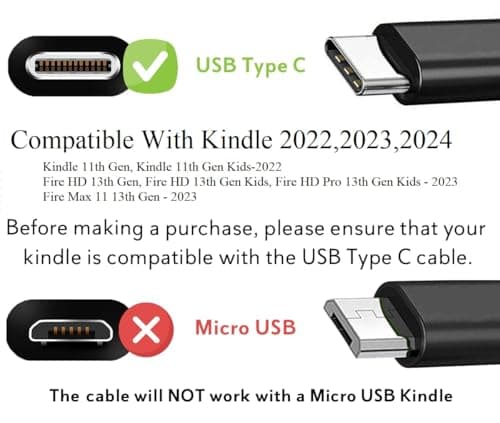 2 Meter Charger Cable USB C Charging for All-new Kindle 11th Generation (2022 release) & All-new Kindle Kids 11th Generation (2022 release) Amazon E-Reader Type C Lead, Fast Quick Charge Wire — view 5