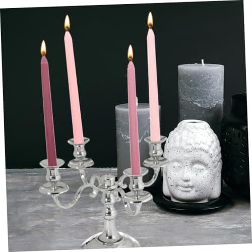 ULDIGI 4Pcs Long Pole Scented Candles Set with Gradual Pink Color, Nordic Style Aromatherapy Rose Fragrance, Decorative Dining Atmosphere Candles for Wedding and Romantic Dinner — view 5