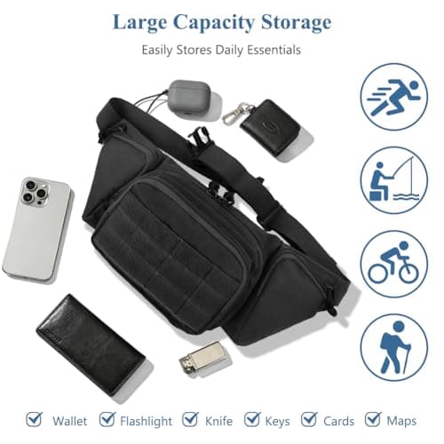 Adiwo Bumbag Waist Bag, Tactical Waist Bag with Multi-Pockets — view 6
